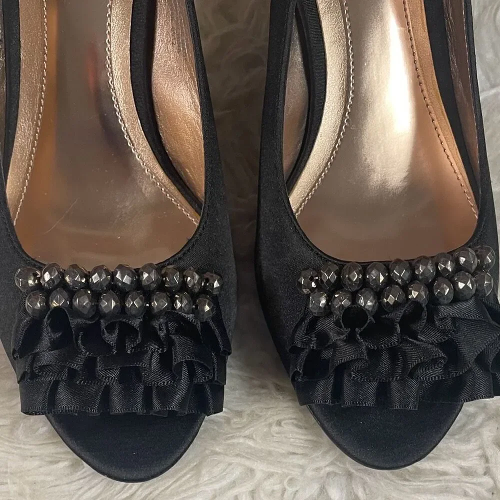 MOOTSIES TOOTSIES Women’s Mogiver Black Dressy Heels Sz 6/12M Prom Wedding Guest